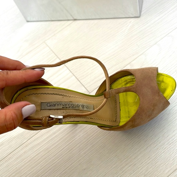 Gianmarco Lorenzi T-strap Platform Heels In Nude/ Multicolor - Picture 3 of 7